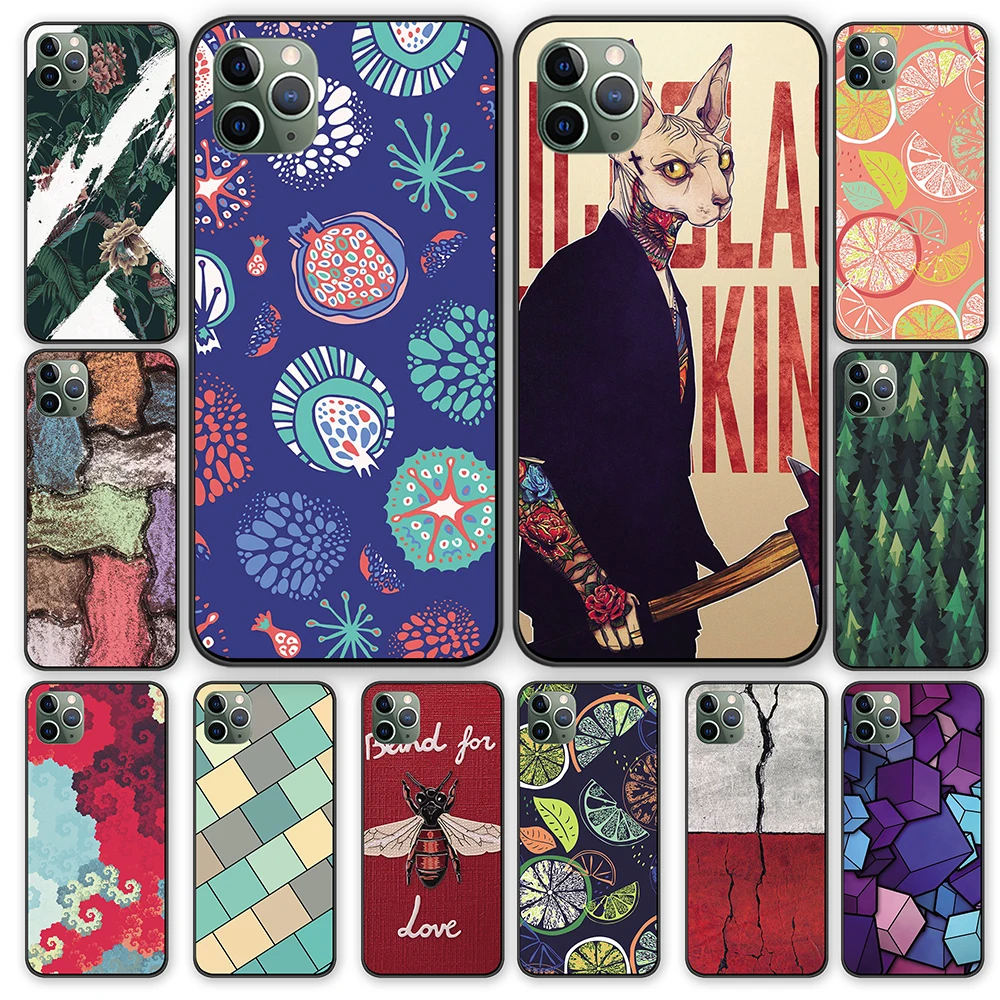 Художественный дизайн роскошные обои черный чехол ТПУ для iPhone 5 5S 6 6s 7 8 Plus X XS XR 11 Pro