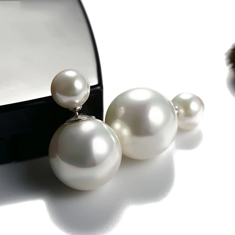 

2021 New Fashion Paragraph Hot Selling Earrings Double Side Shining Pearl Stud Earrings Big Pearl Earrings For Women