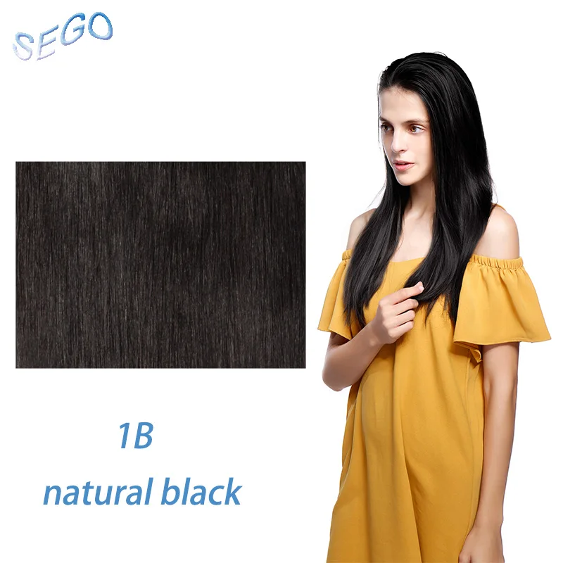 # 1B SEGO 1"-22" 70 г Прямой зажим синтетических Пряди человеческих волос для наращивания фабричного производства-Реми 7 шт./компл. бразильский волос чистый и фортепиано Цвет - Цвет: # 1B