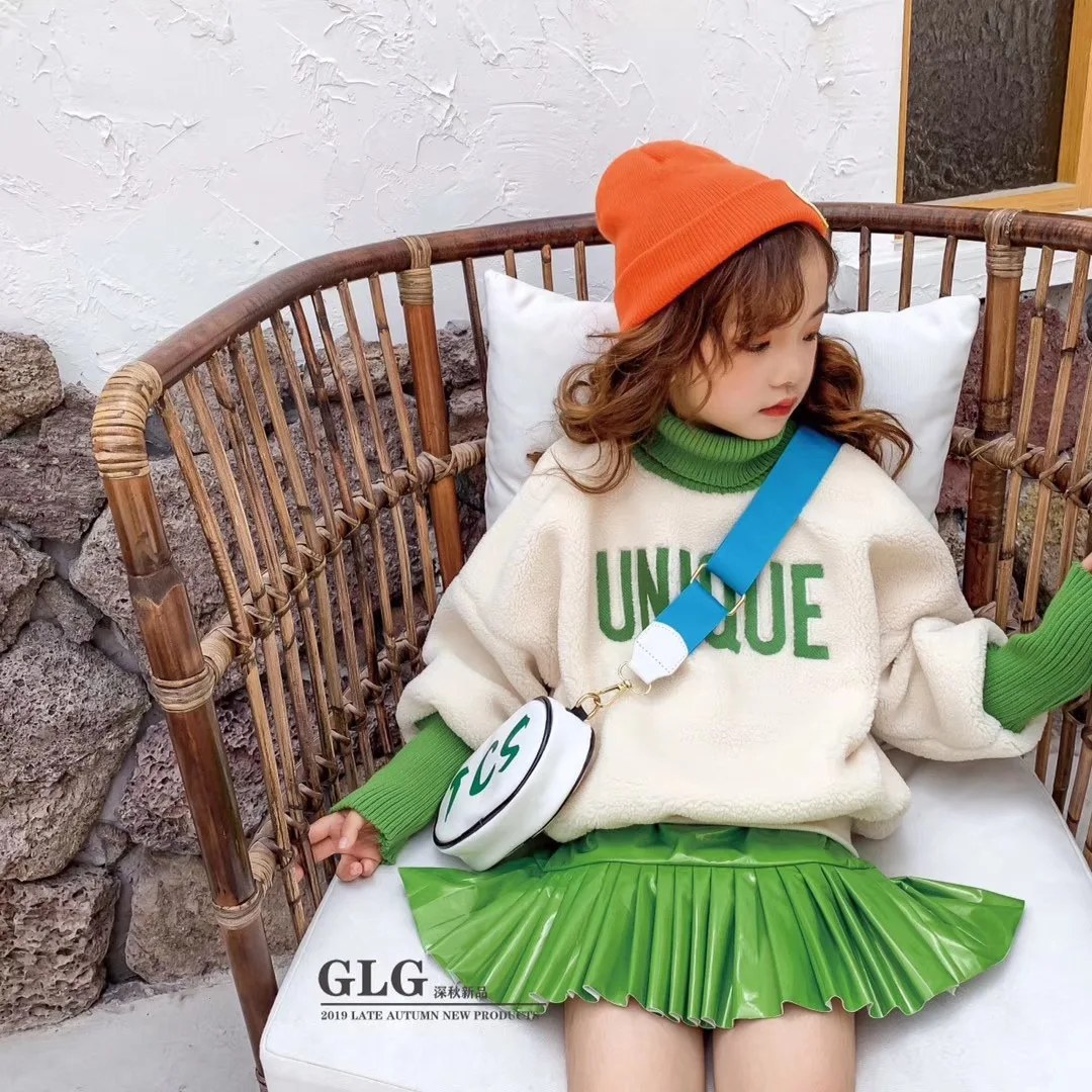 Детская одежда осень зима 2019 новый Детский костюм детский меховой свитер юбка