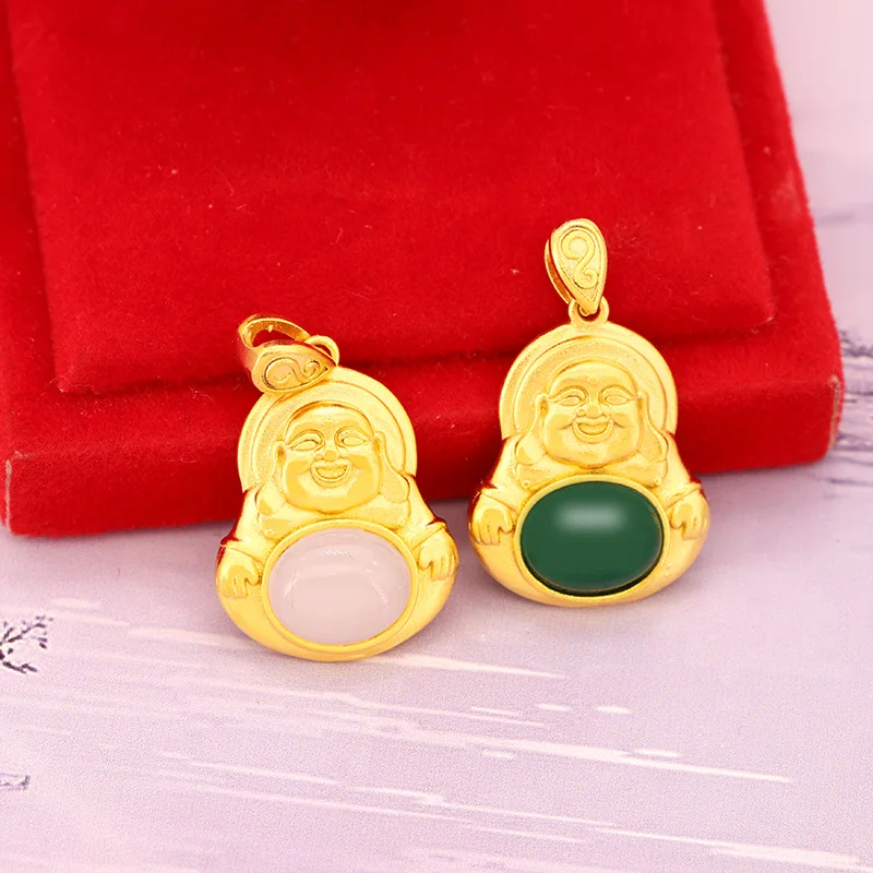 

Natural Chinese White Jade Hand Carved Buddha Pendant Fashion Boutique Jewelry Men and Women Necklace Popular Gifts