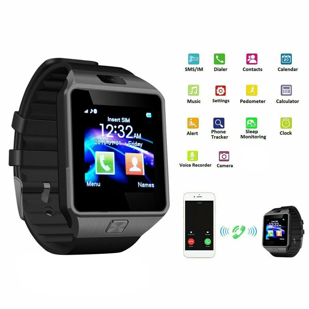Умные часы DZ09 умные с поддержкой TF карты и камеры мужские женские спортивные