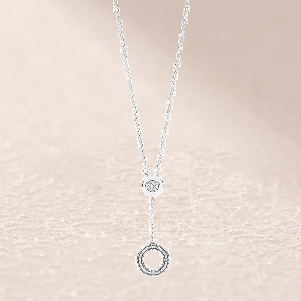 

397445CZ Classic round logo double necklace