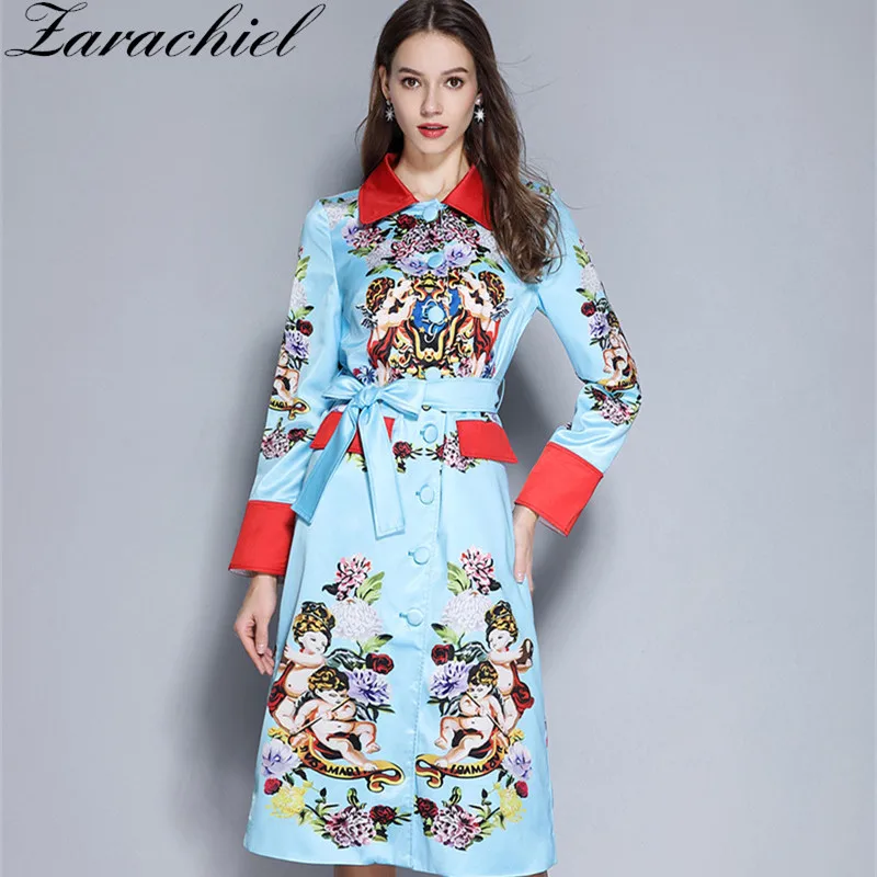 2019 весна взлетно посадочной полосы хит Цвет Ангел гортензии длинные Тренч