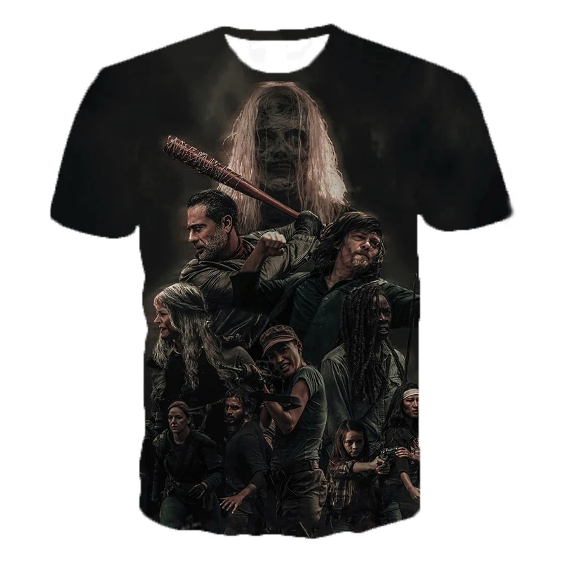 

Newst 3D Printed T Shirt Men Women Fashion T-shirt Horror TV Drama The Walking Dead Streetwear Tee