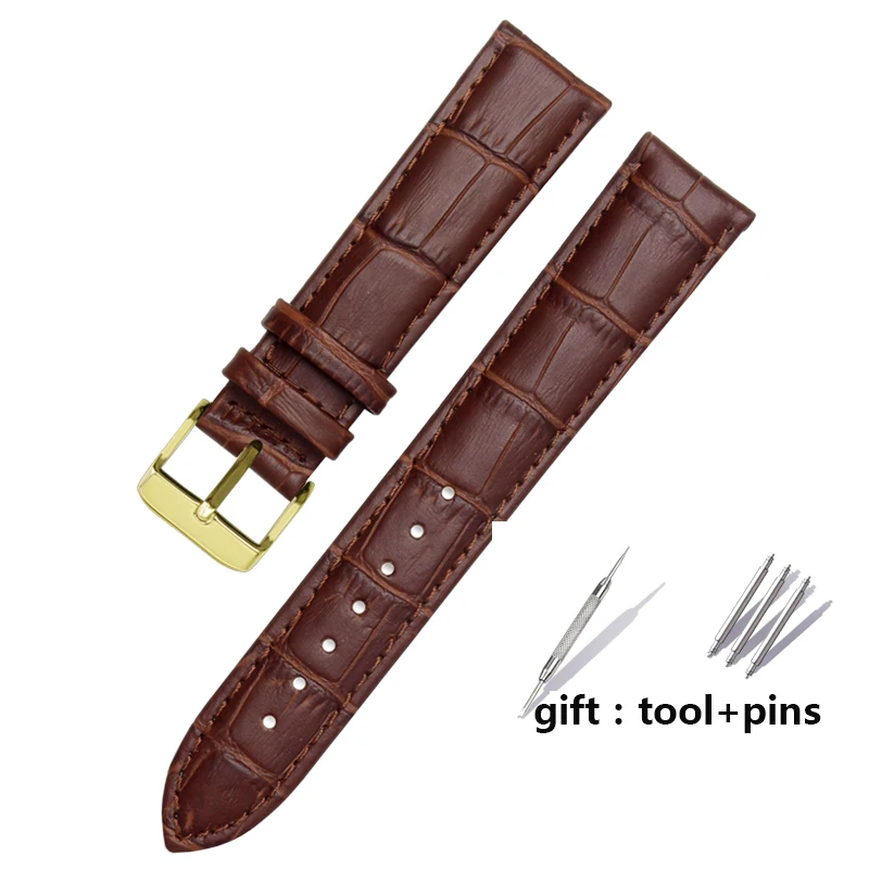 

For Brand Genuine Leather Watchband size 12mm 14mm 15mm 16mm 18mm 19mm 20mm 21mm 22mm 24mm wristband Bracelet Brown Black Straps