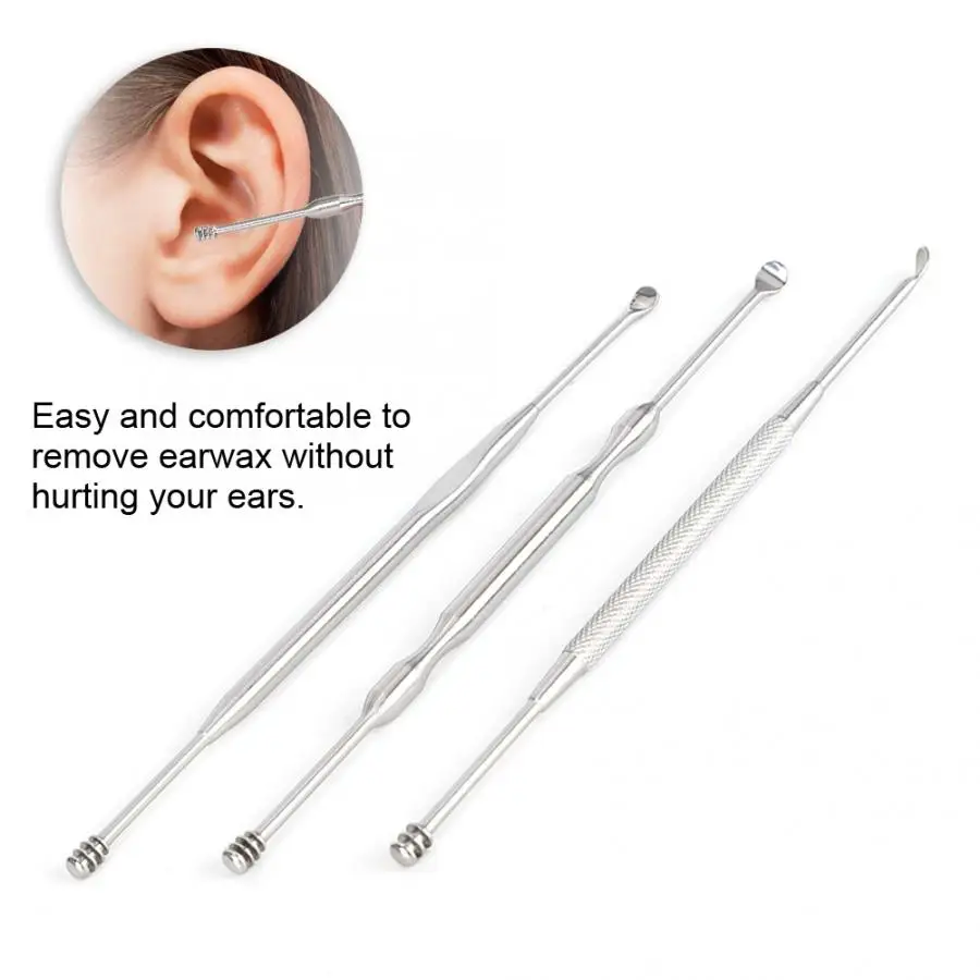 3 шт./компл. из нержавеющей стали двухсторонняя ушной воск кюретка для удаления