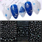 3D наклейки для ногтей с изображением снежного оленя, лазерные серебряные дизайнерские наклейки для ногтей, Рождественские Водные переводные наклейки для ногтей, декоративные Слайдеры для творчества, бумажные наконечники
