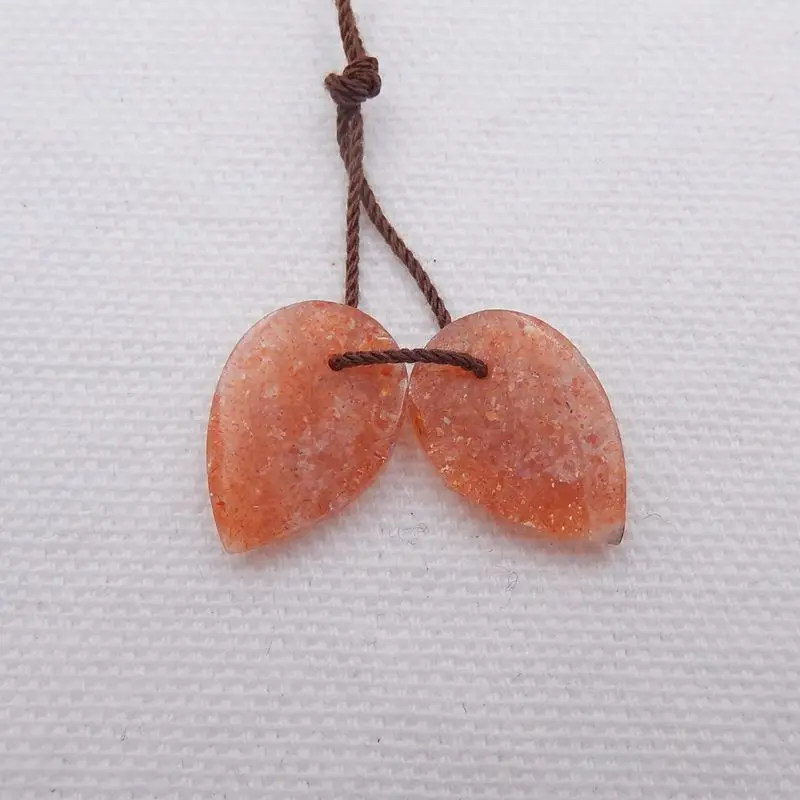 

Natural Sun Stone Carved Leaf Earrings Bead, stone for earrings making, 17x11x3mm, 2g