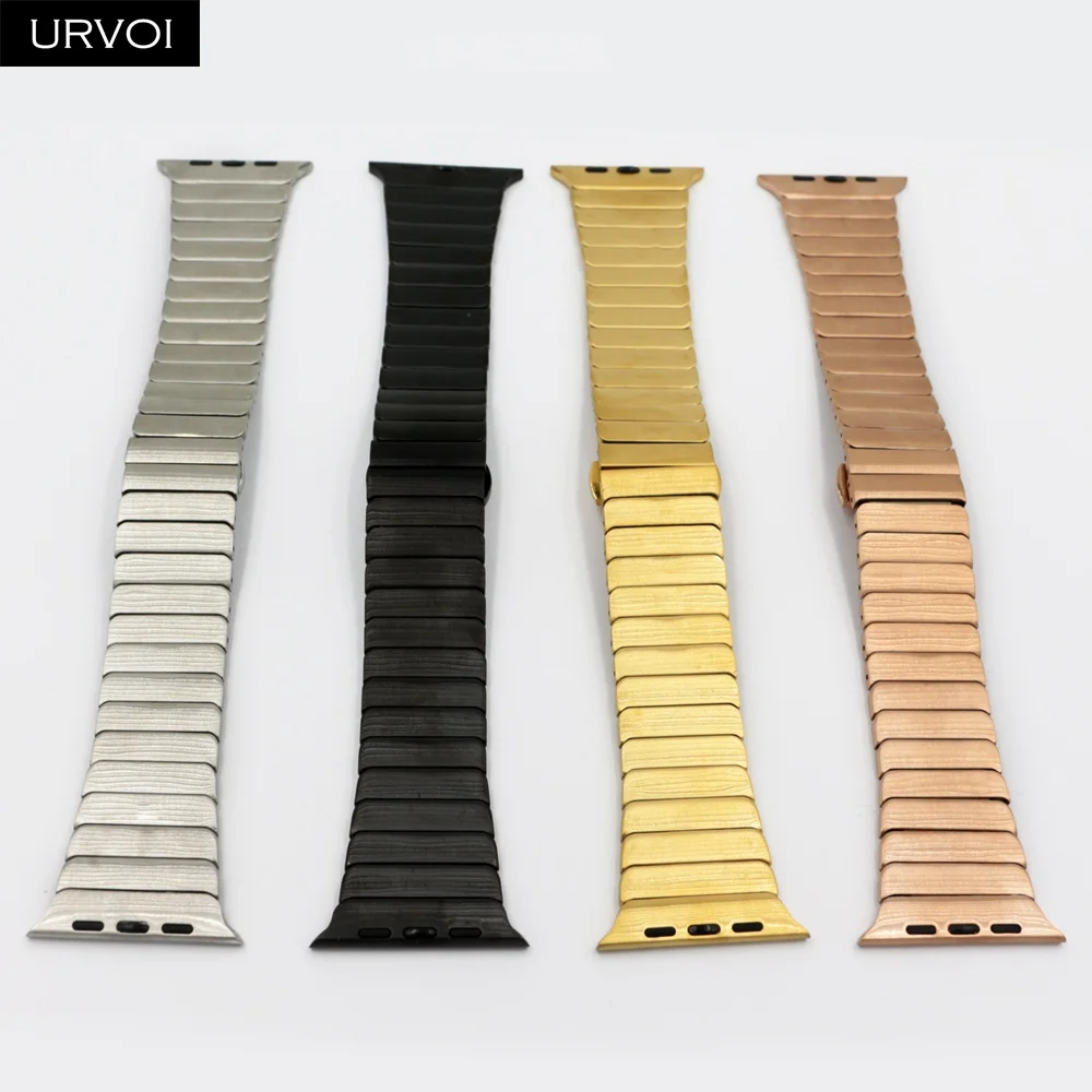URVOI ремешок для apple watch 4 5 3 2 1 соединяющий ремешок браслета для iWatch 42 44 мм высокого качества из нержавеющей стали регулируемый ремешок Gen.6th