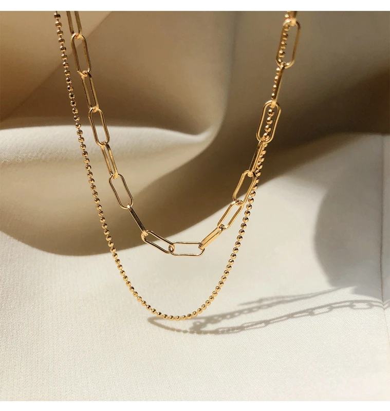 

Morivovog 925 Sterling Silver Wide Double Layers Bead Chain Choker Necklace for Women Elegant Statement Necklace Office Jewelry