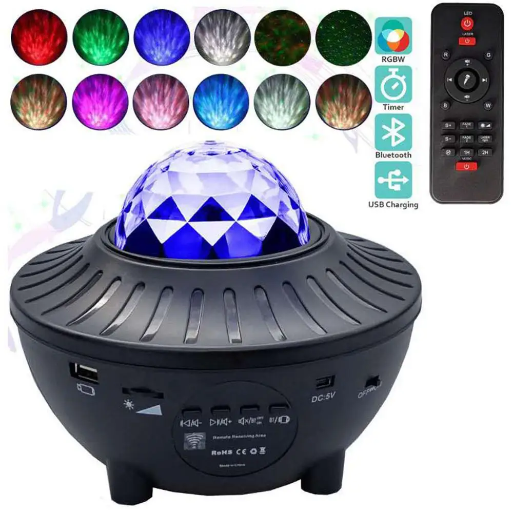 USB LED Bluetooth Water Wave Projector Lamp Starry Sky Lamp