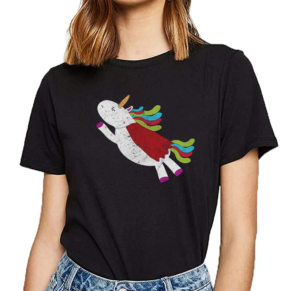 Футболка женская с единорогом забавный топ супер в стиле Харадзюку под