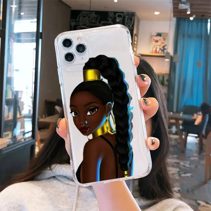 

Dirty braid Black African Art Phone Cases Transparent for iPhone 6 7 8 11 12 s mini pro X XS XR MAX Plus cover funda shell