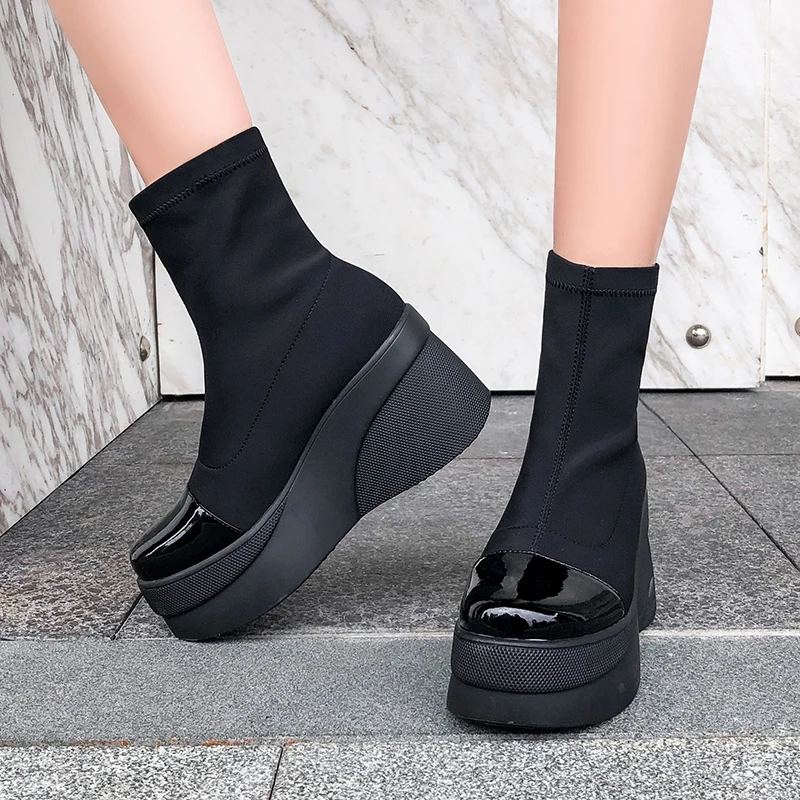 Женские ботильоны из натуральной кожи на платформе|Женские полусапожки| |