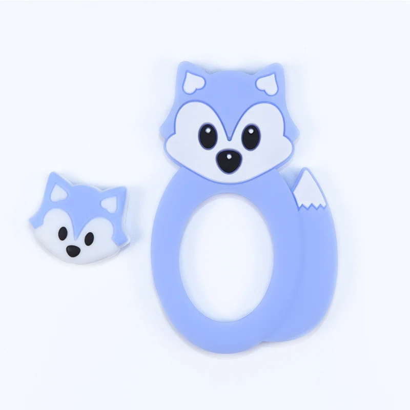 57 Blue FOX BOBO. BOX, 1 шт., силиконовый Прорезыватель для зубов в виде животных, силиконовая игрушка для прорезывания зубов, кулон, рождественские подарки для кормящих, силиконовые бусины, грызуны, детский Прорезыватель - Цвет: 57 Blue FOX