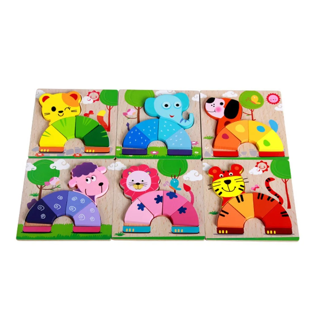 2019 детские развивающие игрушки деревянные пазлы в виде животных для малышей 1 2 3