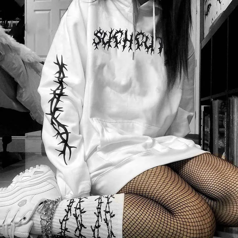 

Свободные толстовки с капюшоном и принтом, Женский уличный пуловер, Длинный свитшот, модная Толстовка на весну и осень, женские топы