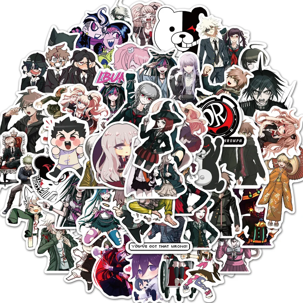 

10/50/100PCS Danganronpa Anime Stickers Laptop Water Bottle Skateboard Waterproof Aesthetic Graffiti Decal Sticker Packs Kid Toy