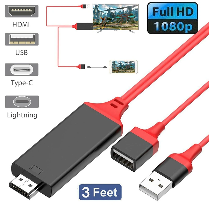 Usb Type C для Apple интерфейс к Hdmi с зарядным кабелем Samsung Galaxy S9 Plus Iphone |