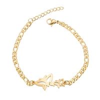 cute butterfly bracelet simple stianless steel charm bracelets for women girls female elegant jewelry anniversary gift