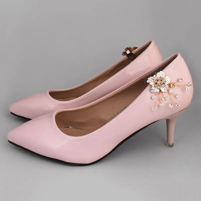 

Модная женская обувь с цветами, простые Стразы для невесты с имитацией жемчуга, пряжка для обуви M3GE