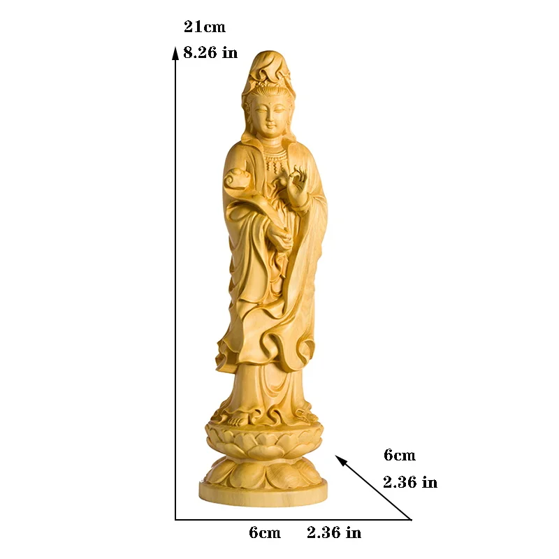 

21cm Solid Wood Ruyi Guanyin Statue Modern art handmade sculpture High-end home decorations Buddhist Guanyin Feng Shui Statue