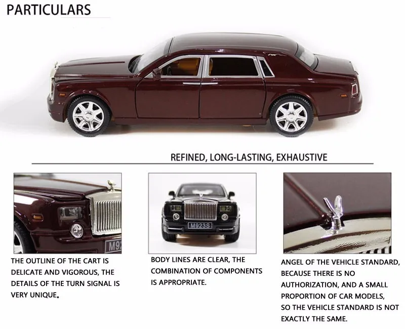 1:24 литая под давлением модель автомобиля из сплава Rolls Royce Phantom Металлический Игрушечный Автомобиль колеса симулятор звуковой светильник вытяжной автомобиль коллекция детский подарок