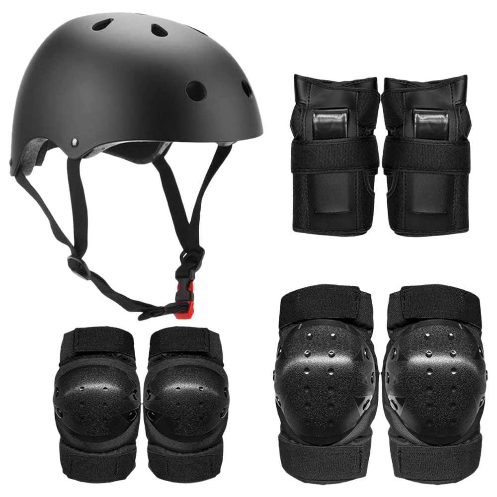 

Protective Gear Set 7 in 1 Knee Elbow Pads Wrist Guards Helmet Sports Safety Protection Pads for Kids Teenagers Scooter Skating