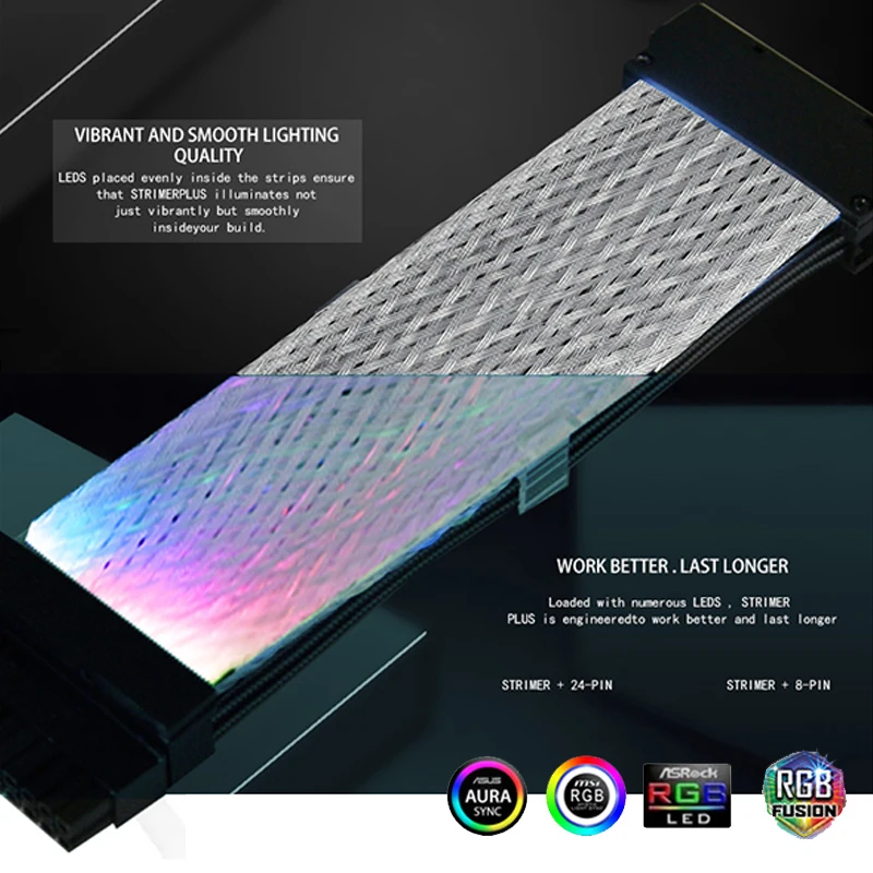 A RGB Радуга кабеля MOBO/24PIN кабель GPU расширение 8PIN + AURA SYNC 5V 3pin освещение|Кулеры и