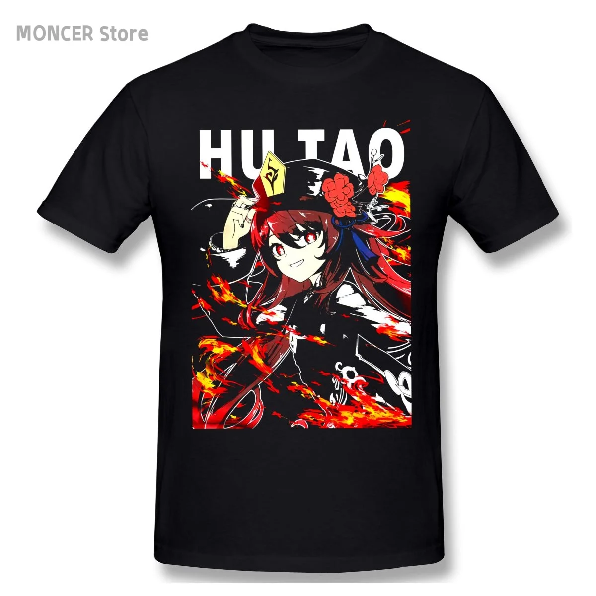 

Men T-Shirt Hu Tao Genshin Impact Hutao Crazy 100% Cotton Tees Short Sleeve Anime Game T Shirt Crewneck Clothing Original
