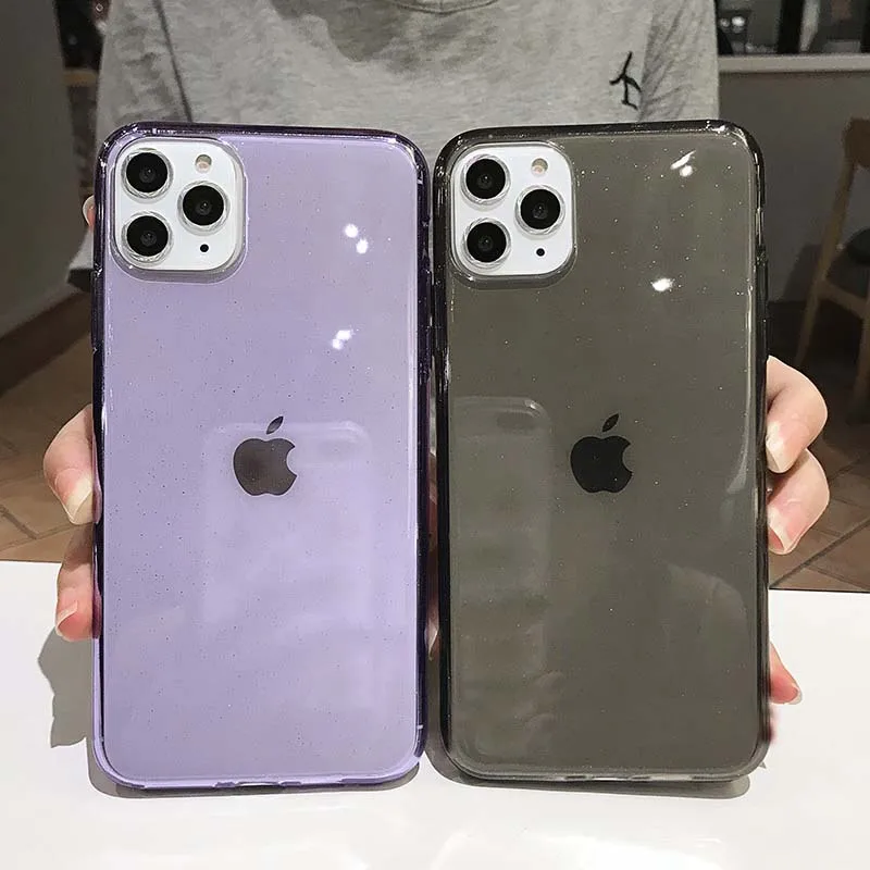 USLION Прозрачный блестящий чехол для телефона iPhone 11 X XR XS Max 7 8 6 6S Plus Мягкий ТПУ задний Чехол блестящая Обложка для iPhone 7Plus