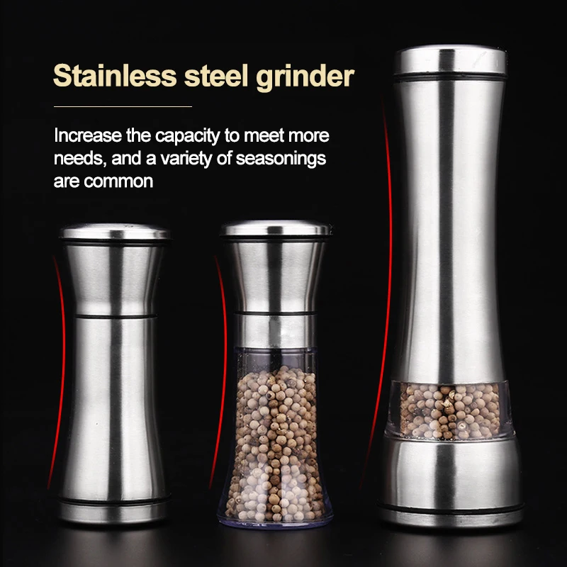 

Salt and pepper grain mill shakers stainless steel metal food grinder pulverizer spice jar condiment container kitchen tools