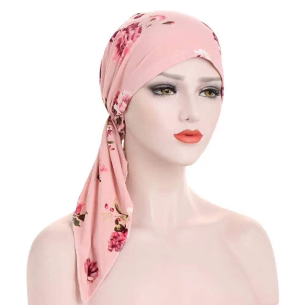 

Мусульманский Для женщин шапочка-тюрбан головной убор повязка на голову эластичная шапка после химиотерапии потери потока Обёрточная бума...