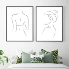 Черно-белые абстрактные женские линии рисования художественные принты современные фотообои для спальни скандинавские плакаты