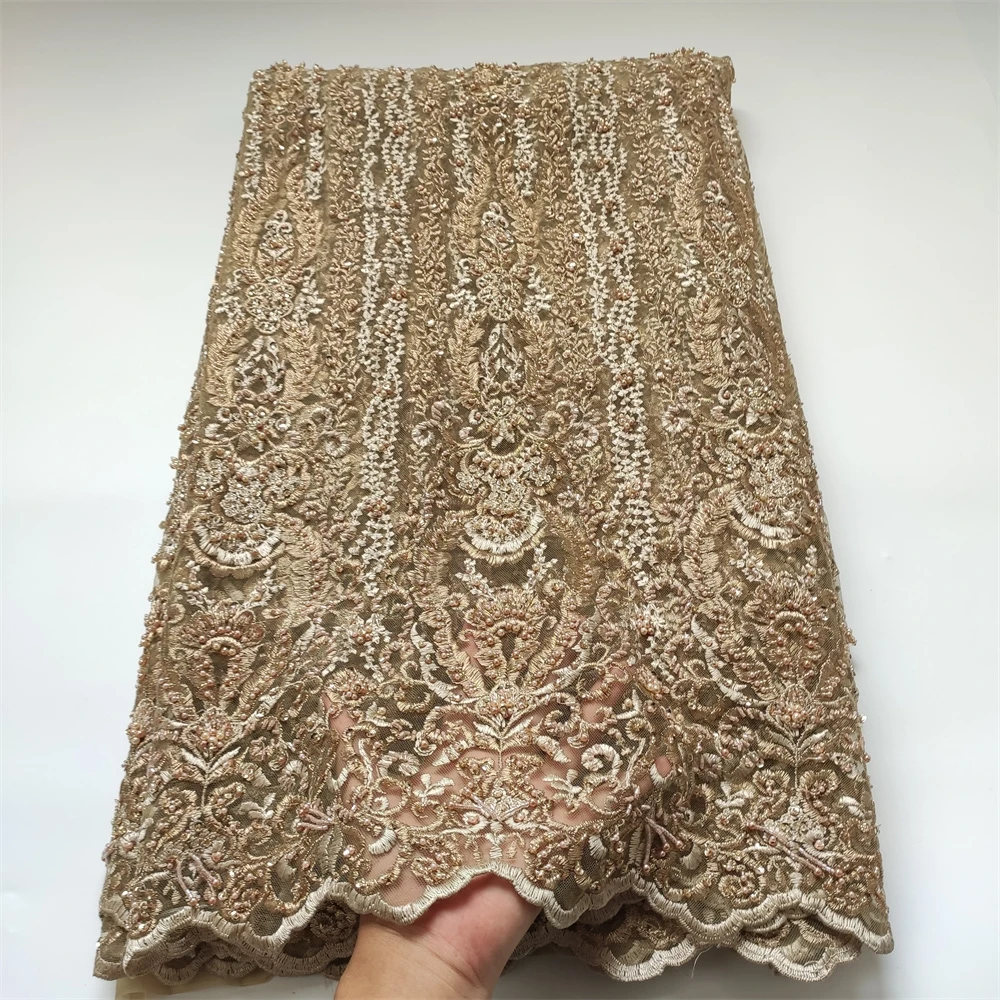 

Новое поступление, африканские бусины ручной работы, Тюлевое кружево высокого качества, нигерийская французская сеточная кружевная ткань ...