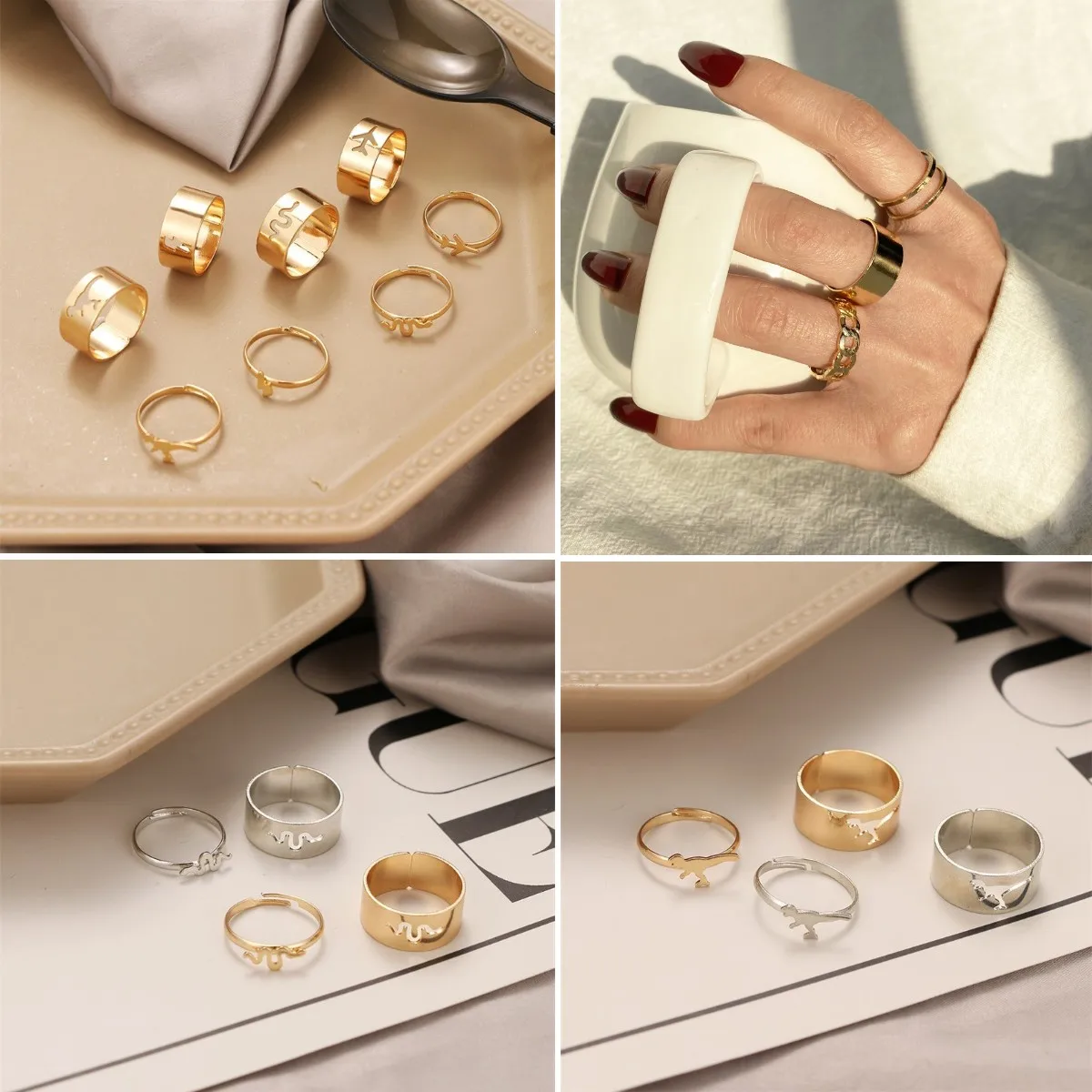 Винтажное регулируемое кольцо в стиле панк животное 2 шт./компл. мини лягушка