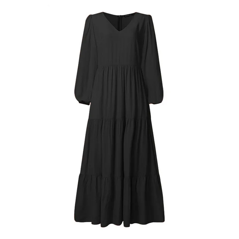 

2021 Spring Autumn fashion Women Dress Vintage Long Sleeve Swing Dress Solid color A-line Dress Streetwear Party Robe Vestidos