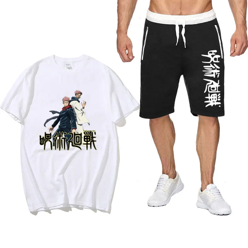 

Japan Anime Man Woman Jujutsu Kaisen Summer Two Piece Set cotton men's T-shirt Sports Shorts Streetwear Harajuku pantsuit Sets