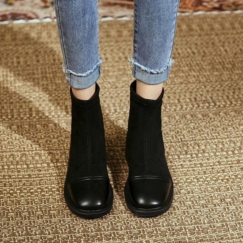 

Черные женские ботильоны, Женская осенне-зимняя обувь, женская модель, весна-зима