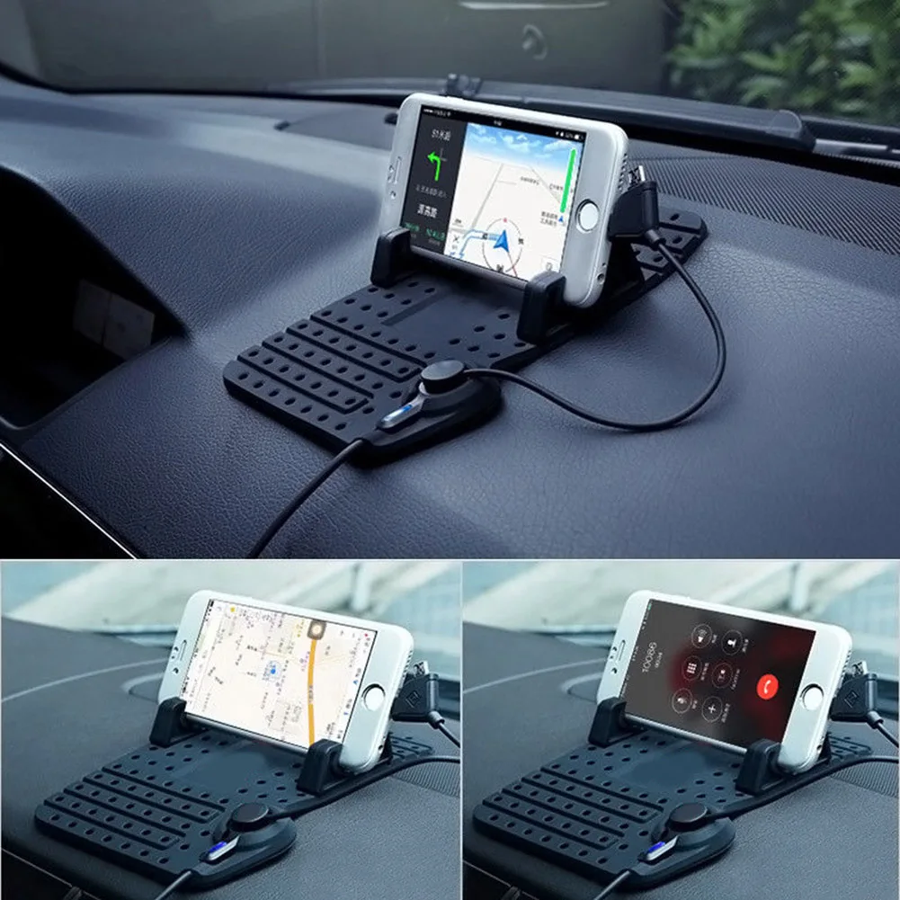 Автомобильный Регулируемый магнитный держатель для телефона GPS коврик с usb