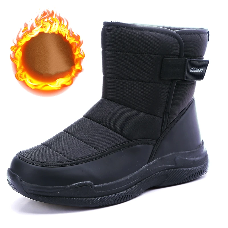 

Мужские сапоги, легкие зимние сапоги, кашемировая хлопковая обувь на липучке, повседневные мужские зимние сапоги, нескользящая теплая Улич...