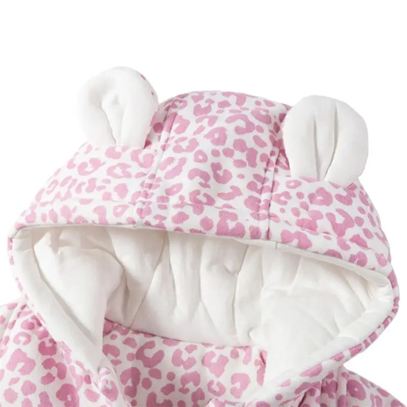 Famuka/осенне зимняя одежда для малышей теплое пальто розового цвета с леопардовым