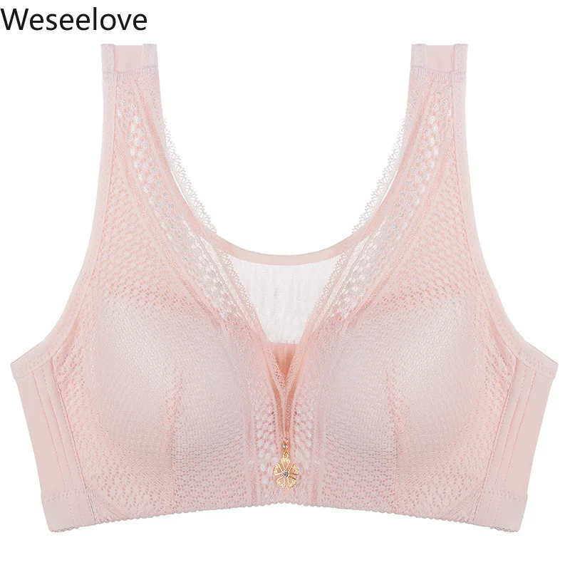 

Weseelove Large-Size Bra Thin Vest-Style Rimless Underwear Women's Bra Push Up Breathable Gathering Adjusting Sexy Lingerie B18