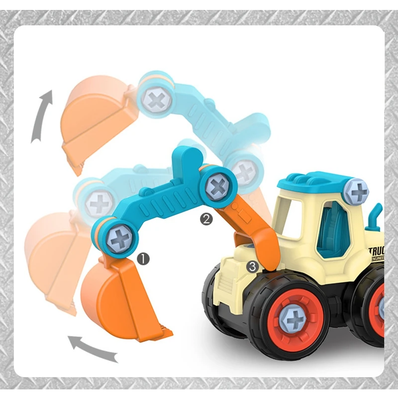 

4PCS Nut Disassembly Loading Engineering Truck Excavator Bulldozer Screw Kids Creative Tool Education Toys Car