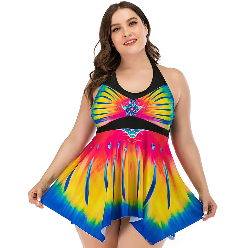 2021new Sexy 2pcs Large Size Women High Waist Bikini Swimsuit Colorful Butterfly Bikini Women Fashion Underwear Beach Dresses