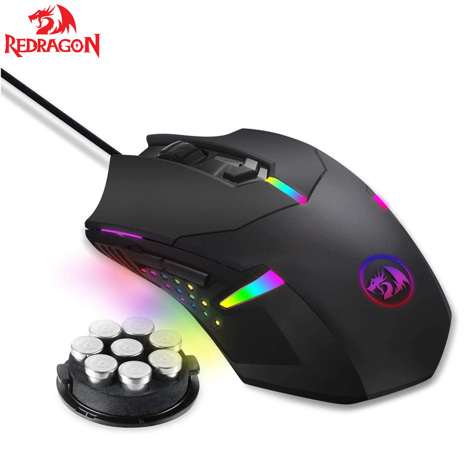 

Redragon M601 RGB Gaming Mouse Wired 7 Button Programmable Mouse Macro Recording Weight Tuning Set 7200 DPI for Windows PC