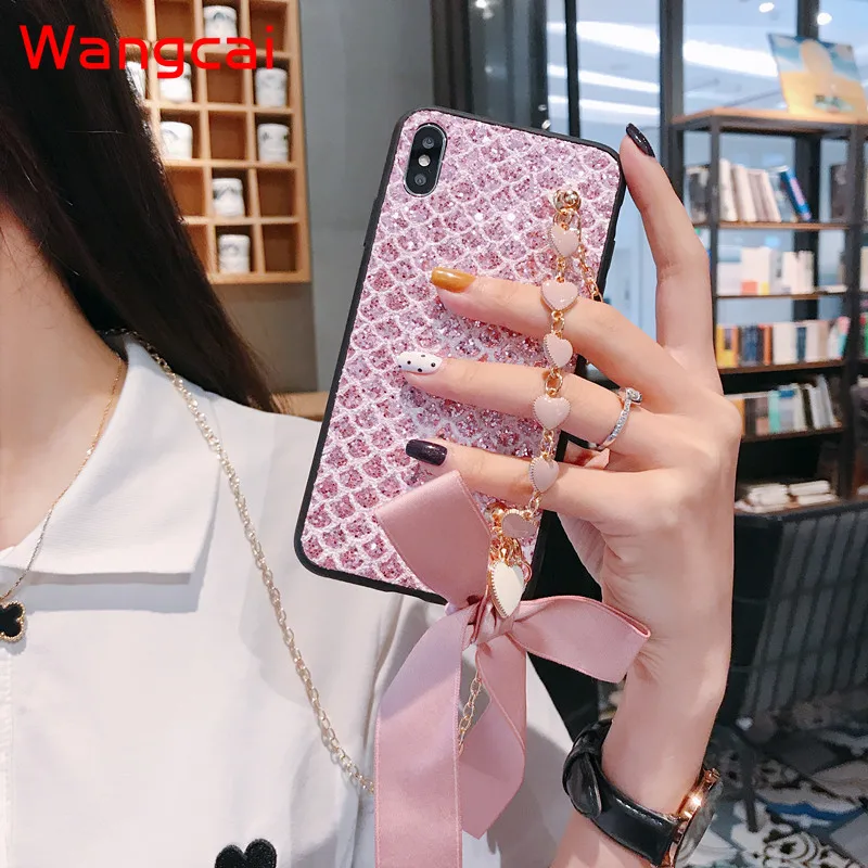 Блестящий чехол для Huawei Mate 30 20 P30 P20 Pro Nova 5 5i 4 3 задняя крышка + ремешок Y9 Prime Y7 Y6 Y5 2019