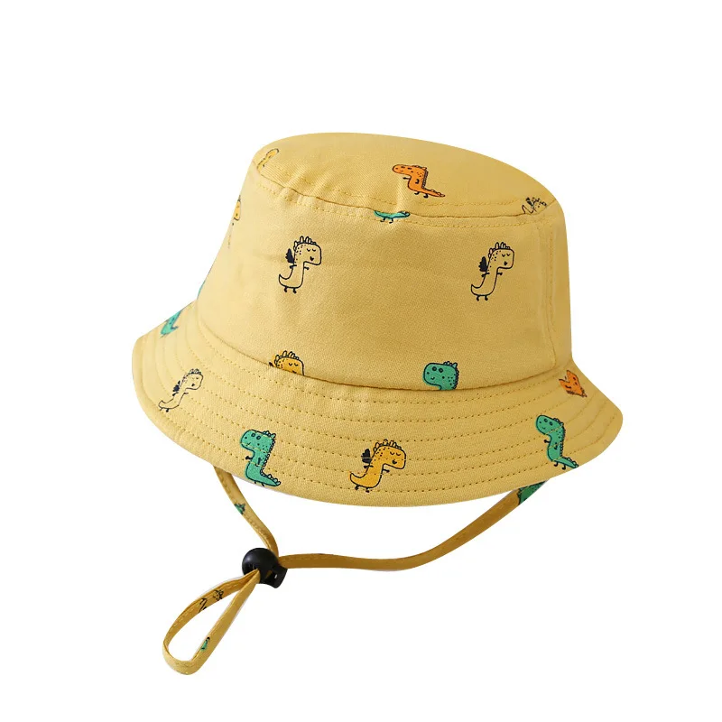 

Baby Hat Spring and Autumn Thin Boys Baby Sun Hat Children Bucket Hat Cartoon Dinosaur Girl Summer Pot Hat Tide