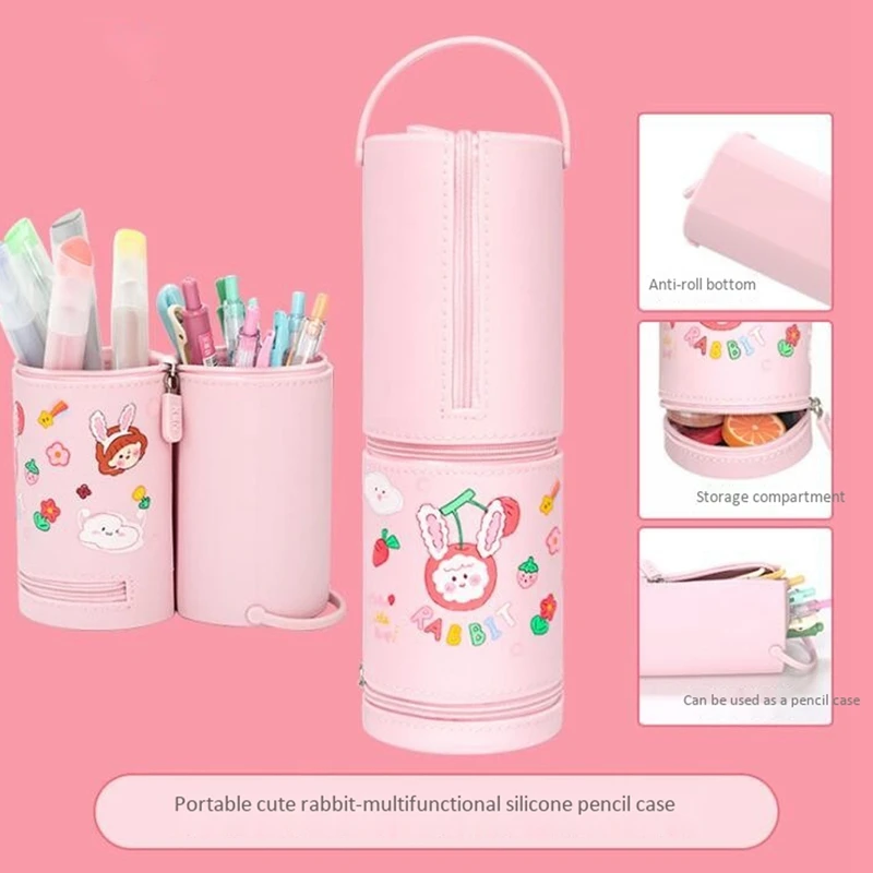 

NBX Stand Up Pencil Case Pen Holder Waterproof Silicone Stationery Box Zipper Pouch Organizer for Kids Students